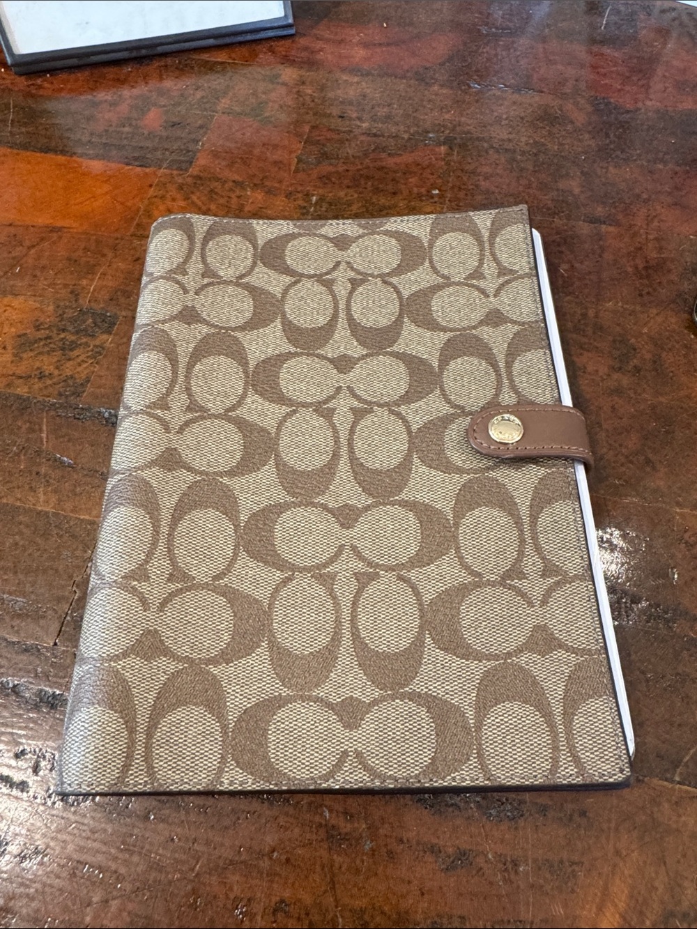 Coach Brown Signature Canvas Folio with Tab Closure